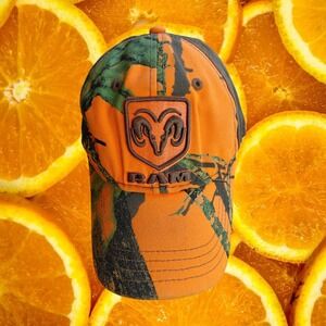 RAM Truck Camo Orange Green Baseball Cap Hat Adjustable Strap Men